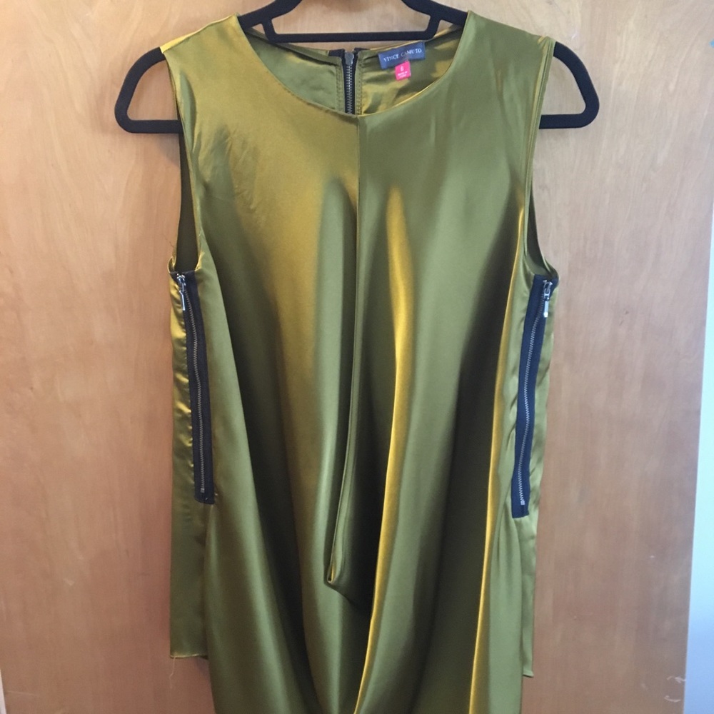 Metallic olive dressy top